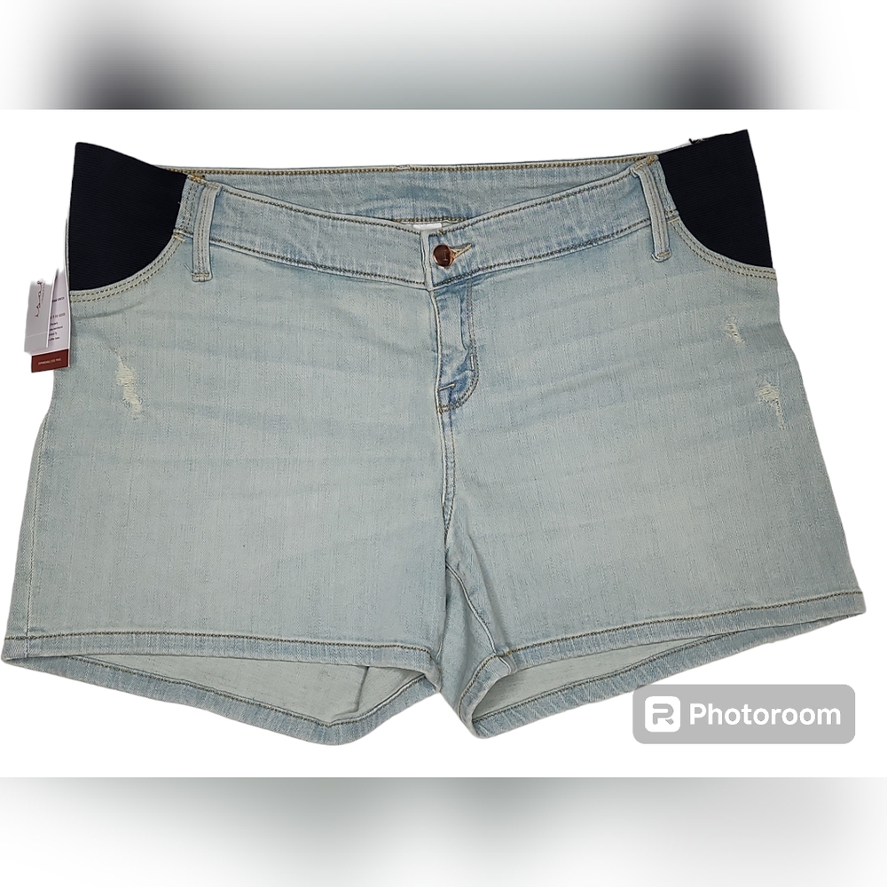 ISABEL MATERNITY By Ingrid & Isabel Under Belly Blue Jean Shorts. Size: 14. NWT - Picture 2 of 13
